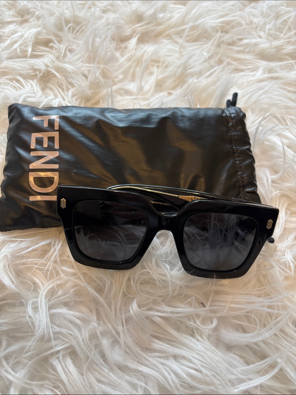 Fendi Black Sunglasses with Dark Lenses